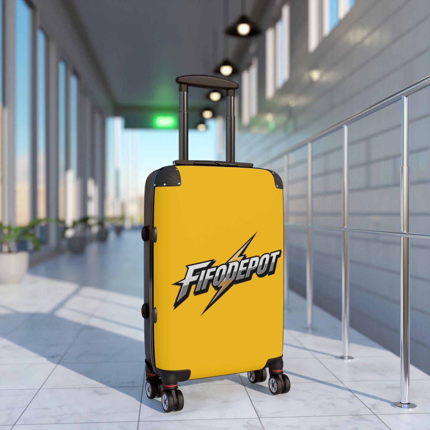 Fifodepot Yellow Spinner Suitcase - Stylish Travel Luggage with Lightning Design